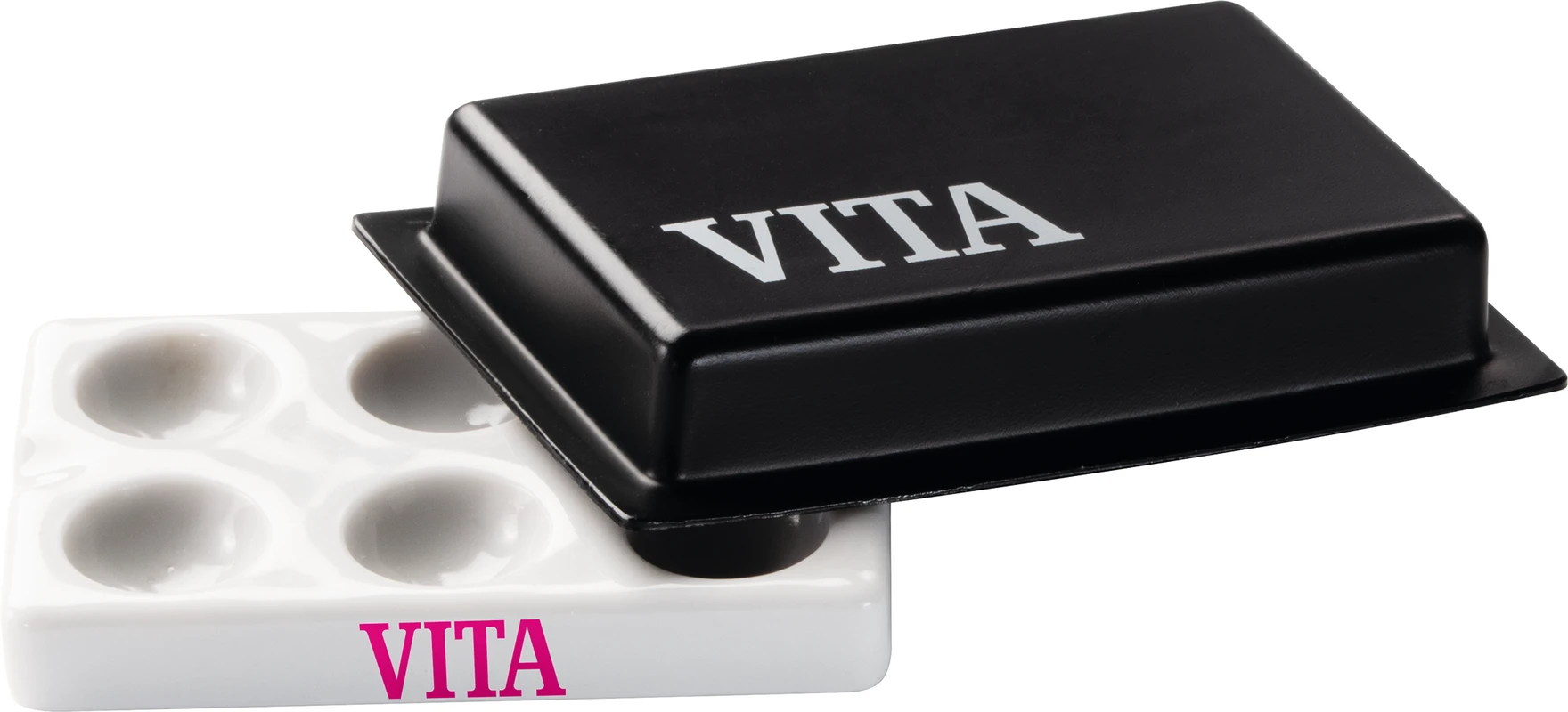 VITA Porzellan Anmischplatte Stück weiß mit Deckel VITA Porzellan Anmischplatte VITA