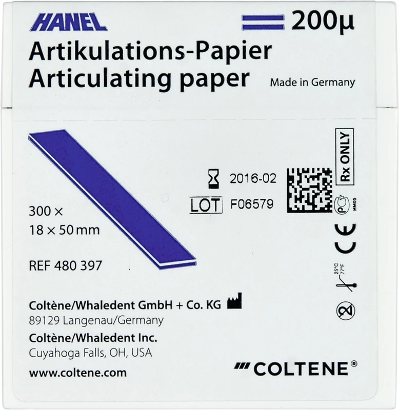 HANEL Artikulations-Papier 200 µm Packung 300 Stück blau, 18 x 50 mm