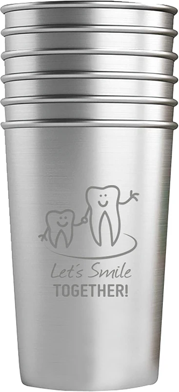 Mundspülbecher Edelstahl smile Packung 6 Stück smile, Edelstahl