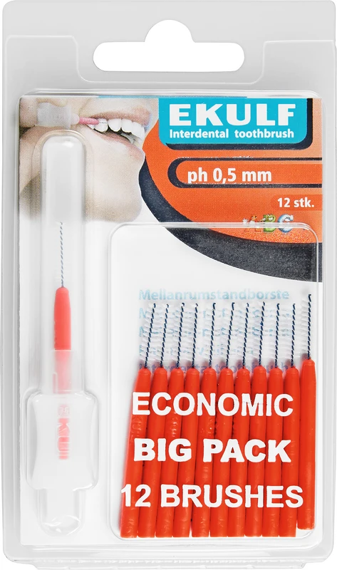 EKULF Interdentalbürsten ph Packung 12 Stück rot, Ø 0,5 mm