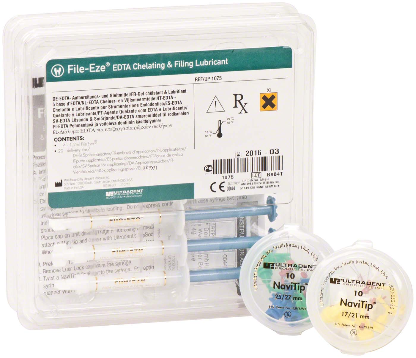 File-Eze® Kit 4 x 1,2 ml Spritzen, 20 NaviTips 30 ga, Ø 0,3 mm File-Eze® Ultradent Products