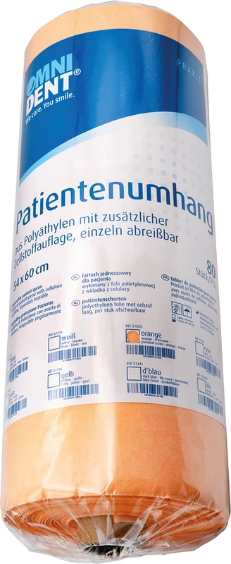 Einmal-Patientenumhang Rolle 80 Stück orange, 54 x 60 cm