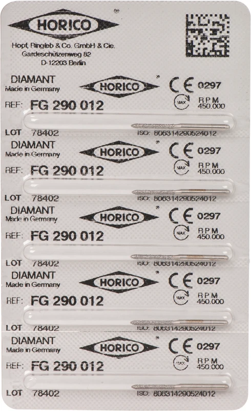 Diamantschleifer 290 Packung 5 Stück FG, Figur 290, 10 mm, ISO 012