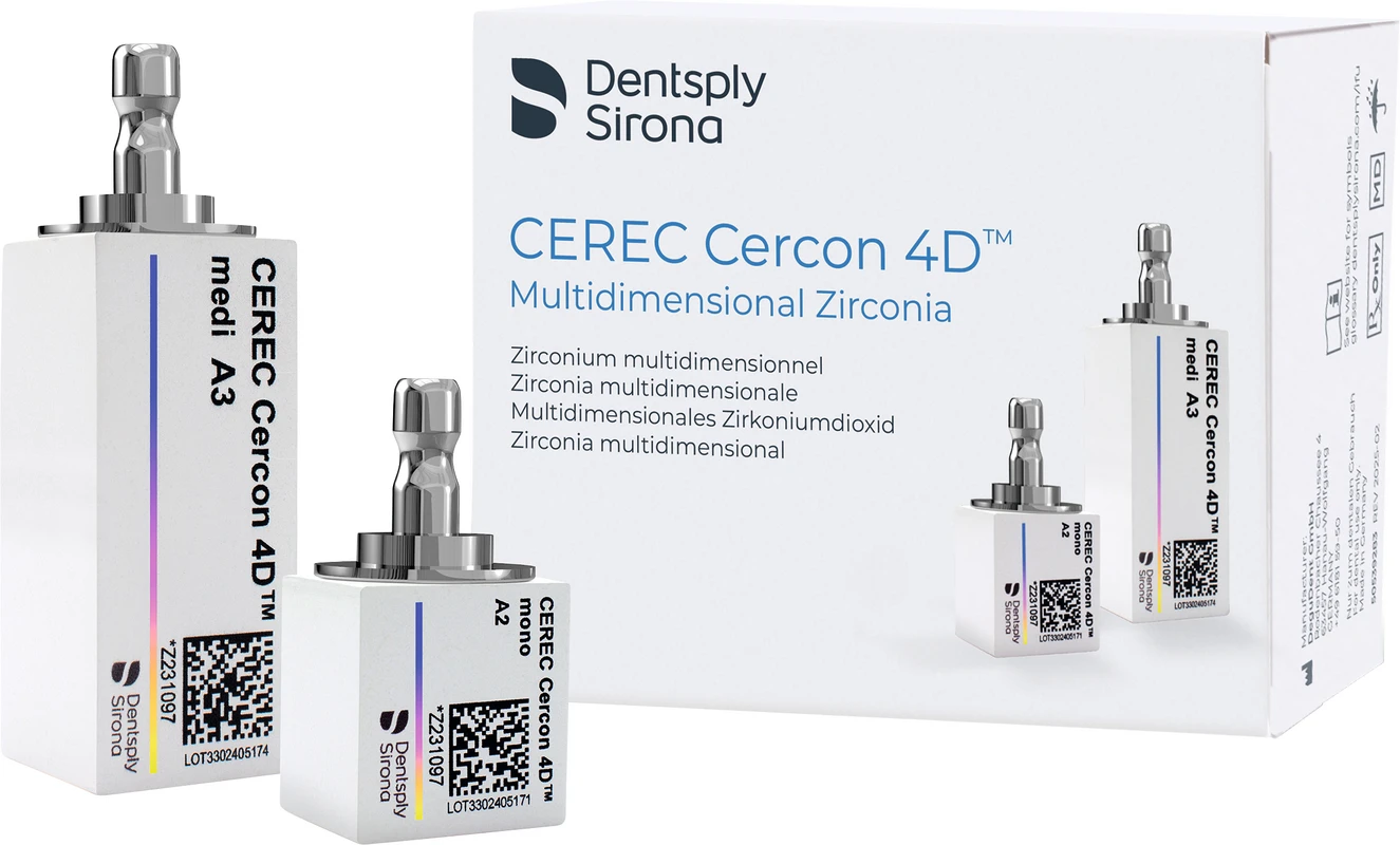 CEREC Cercon 4D™ Multidimensional Zirconia Packung 2 Stück medi, A2