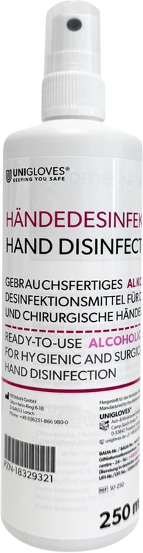 UNIGLOVES Händedesinfektion Sprühflasche 250 ml