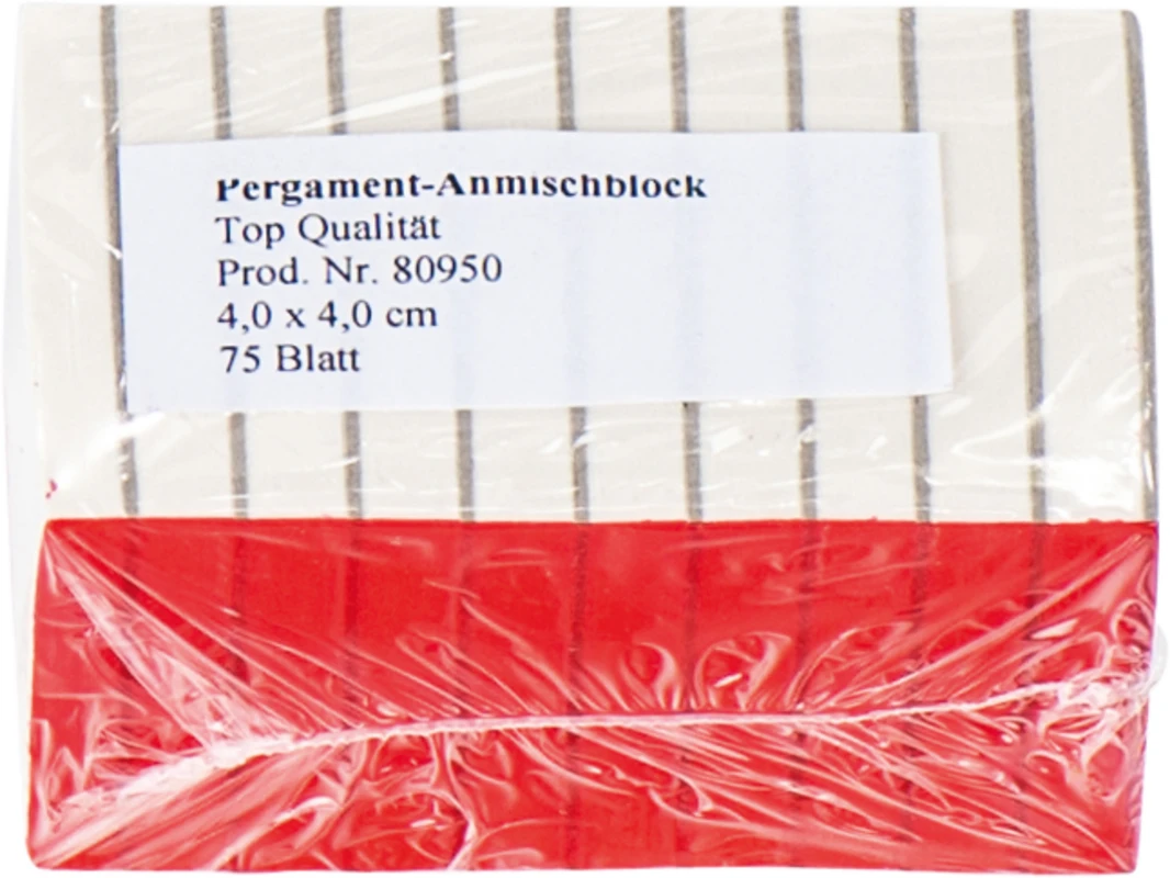 Anmischblöcke Packung 10 Stück klein, 75 Blatt, Pergament, zweiseitig geblockt, 4 x 4 cm