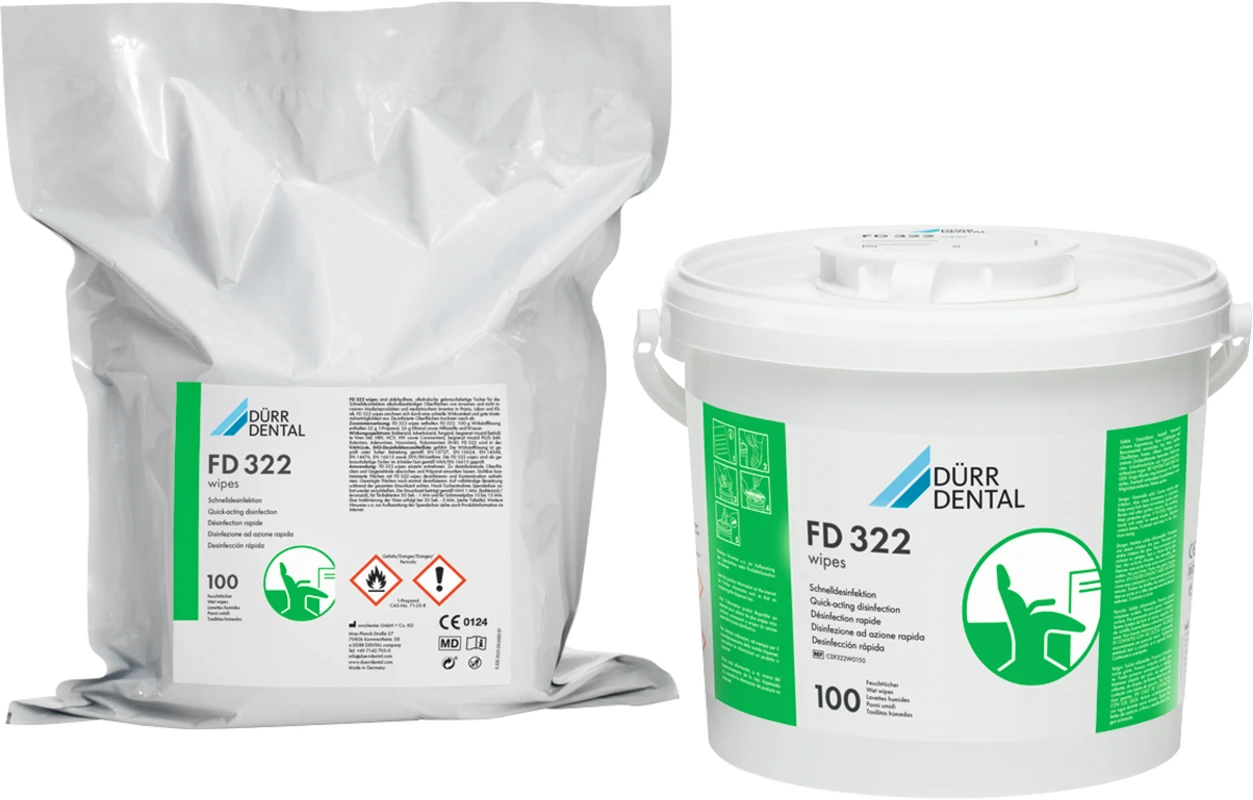 FD 322 wipes Schnelldesinfektion Set 1 Leereimer, 100 Tücher