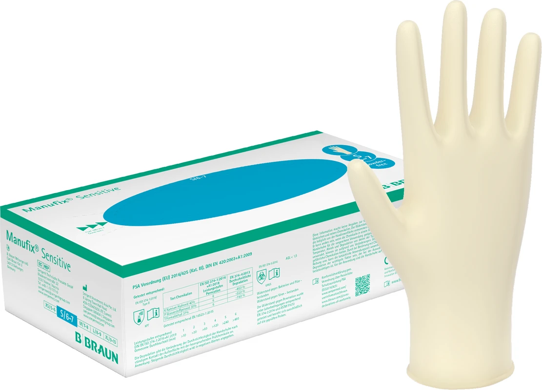 Manufix® Sensitive Packung 100 Stück puderfrei, weiß, L Manufix® Sensitive B. Braun