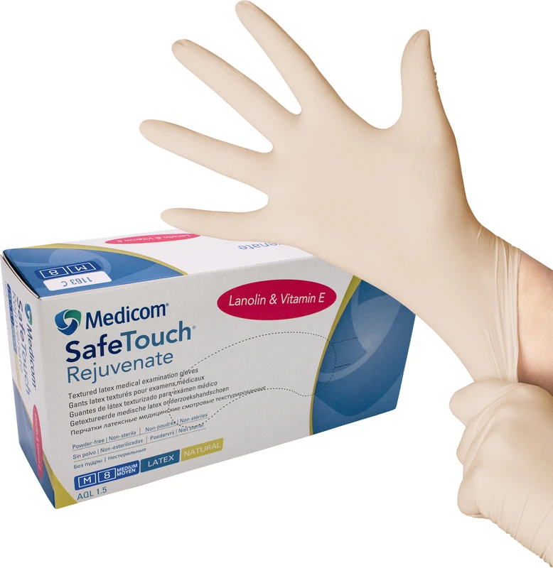 Medicom® SafeTouch® Rejuvenate Latex-Handschuhe Packung 100 Stück puderfrei, natural, M