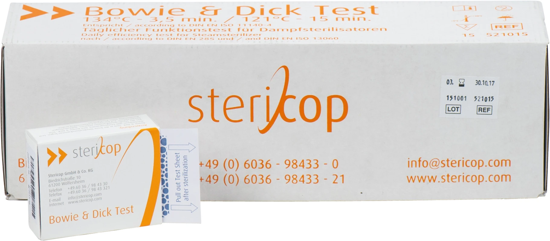 Bowie & Dick Test Packung 15 Stück Bowie & Dick Test stericop