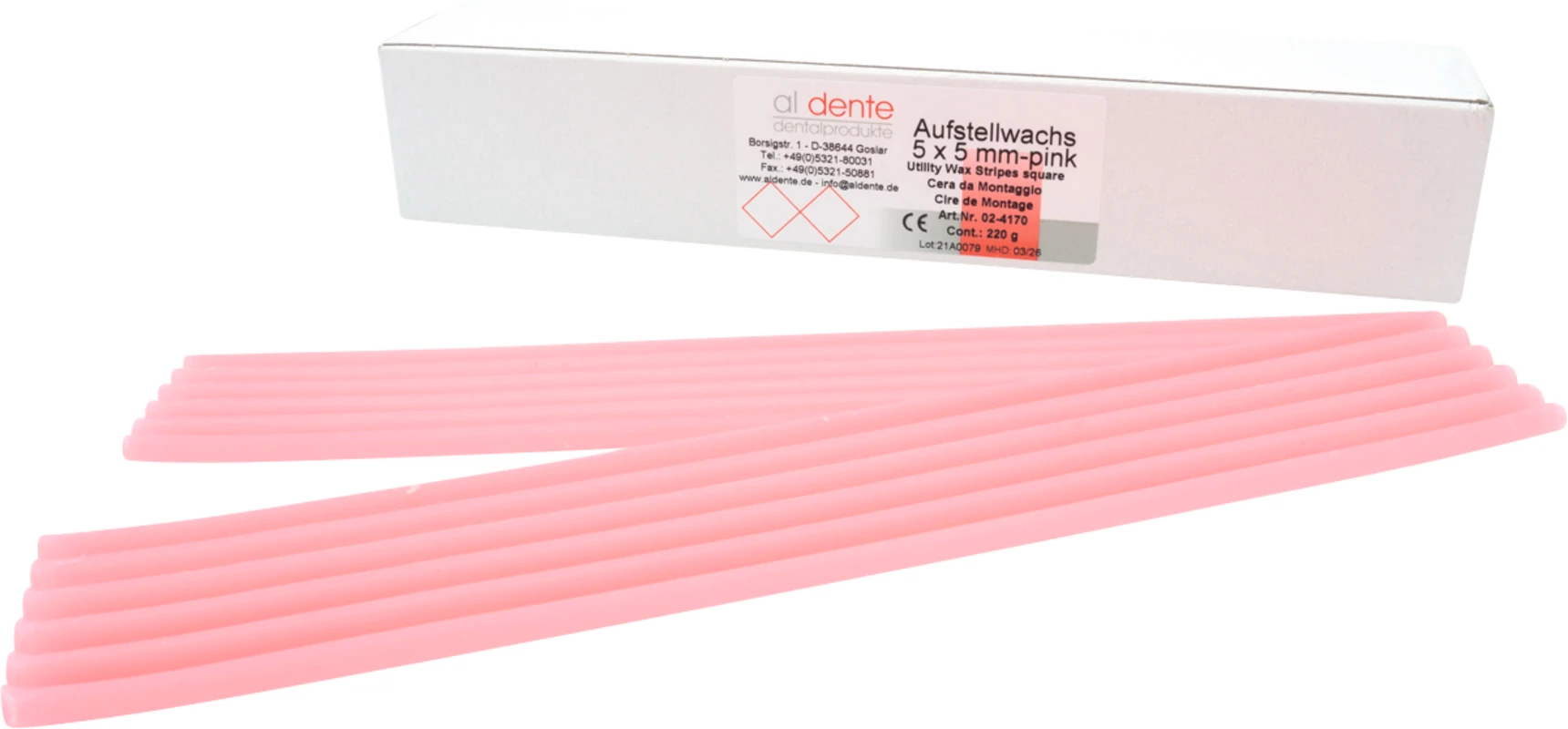 Aufstellwachs Packung 220 g Stripes 5 x 5 mm, hellrosa