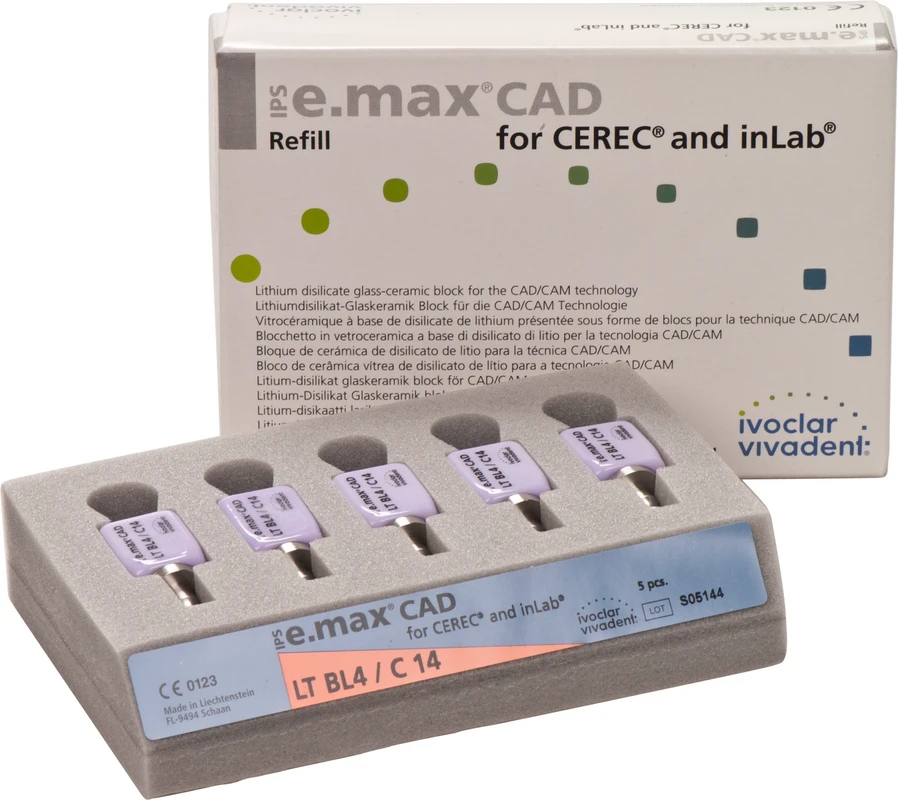 IPS e.max CAD for CEREC/inLab Packung 5 Stück Gr. C14, BL4 LT
