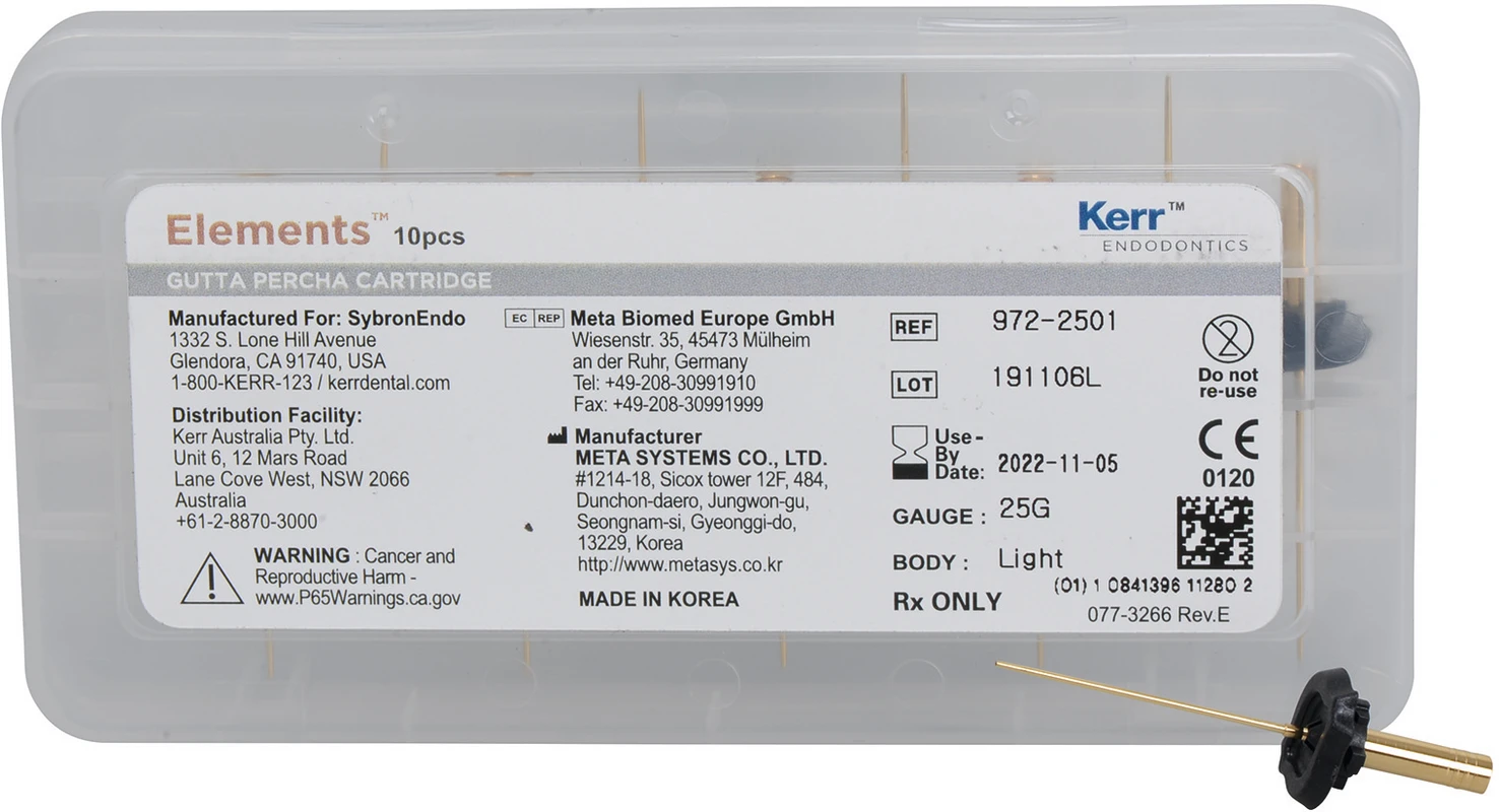 elements™ free Gutta Percha Cartridge Packung 10 Stück 23GA, light body