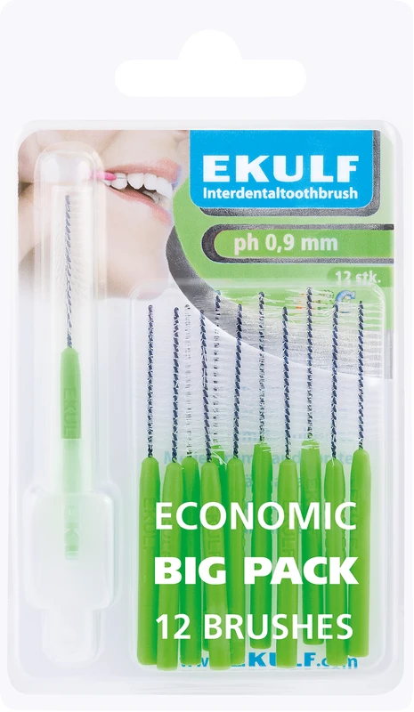 EKULF Interdentalbürsten ph Packung 12 Stück grün, Ø 0,9 mm