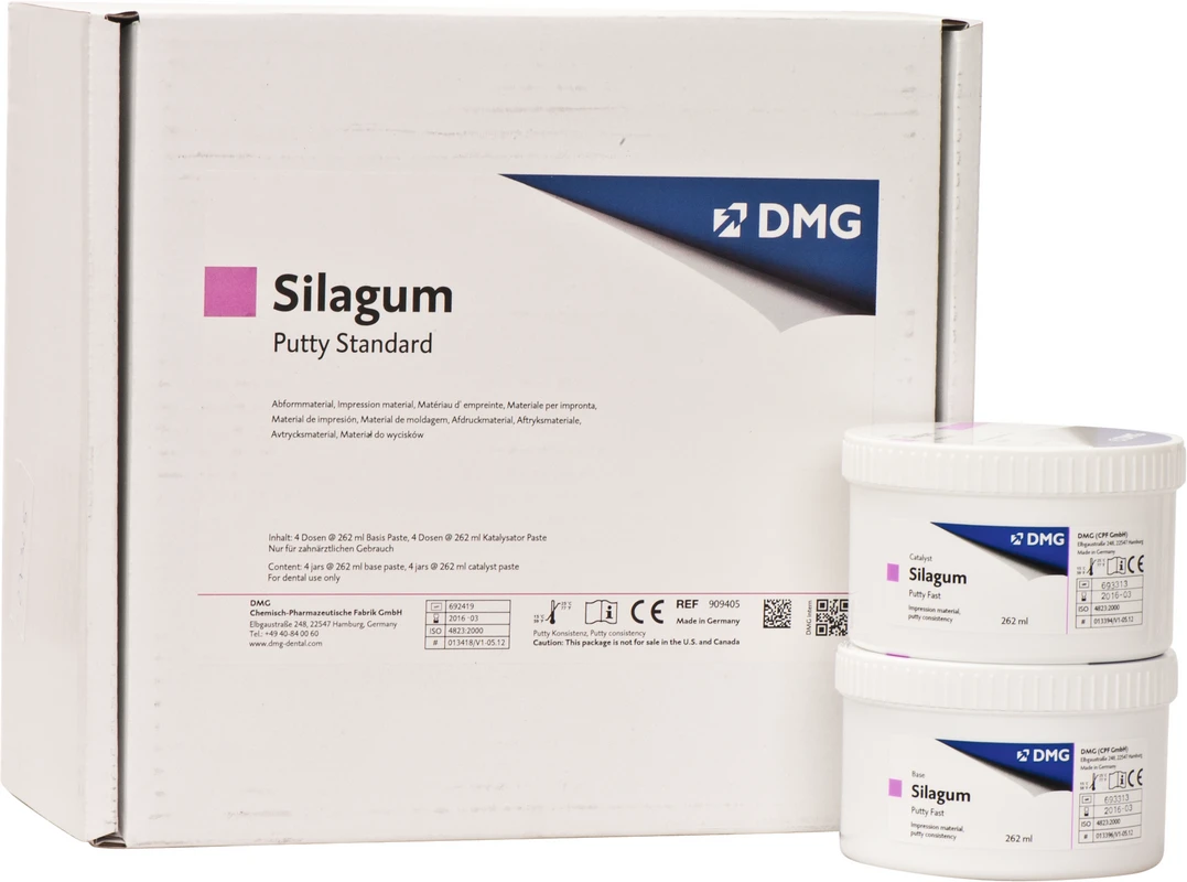 Silagum Putty Vorteilspackung 4 x 262 ml Basispaste, 4 x 262 ml Katalysatorpaste, Standard Silagum Putty DMG
