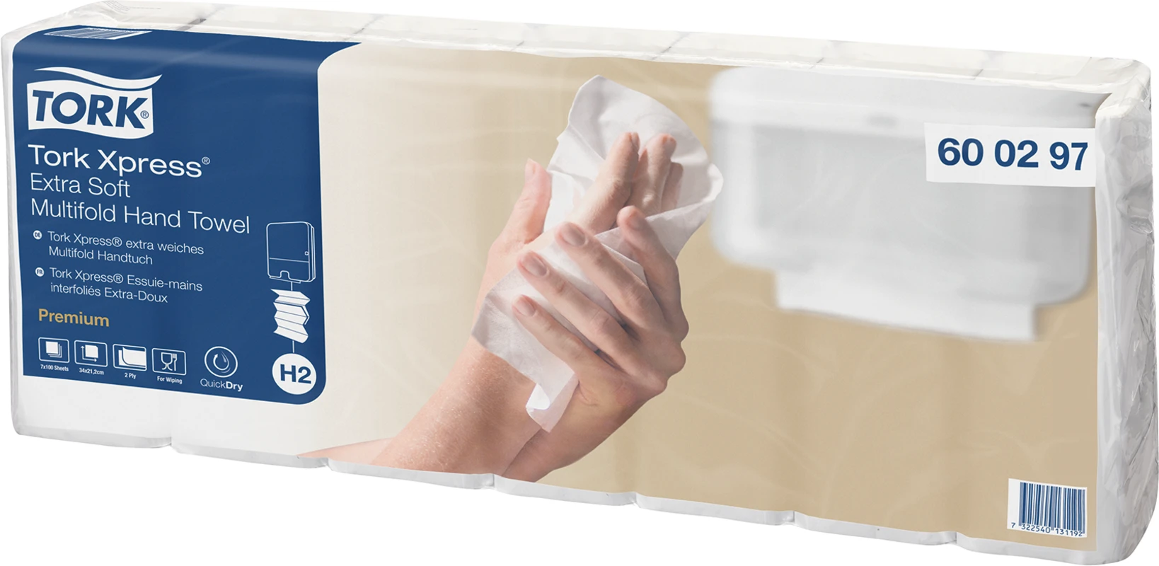 TORK® Xpress® extra weiche Multifold (Interfold) Handtücher H2 System Karton 3 x 7 x 100 Stück 21,2 x 34 cm