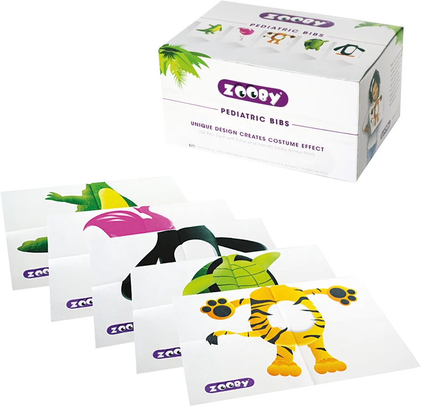 Zooby® Patientenservietten für Kinder Packung 100 Stück 5 Motive Zooby® Patientenservietten für Kinder Young Dental