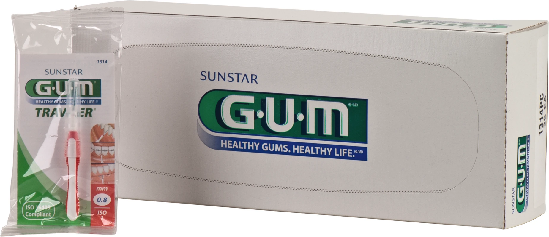 GUM® TRAV-LER® Interdentalbürsten Nachfüllbeutel 36 Stück Kerze, rot, Ø 0,8 mm