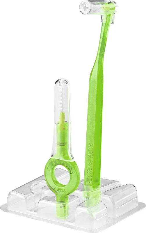 CURAPROX CPS prime start Packung 5 Bürsten 011 grün, Ø 5 mm, 2 Halter (UHS 409, UHS 470)