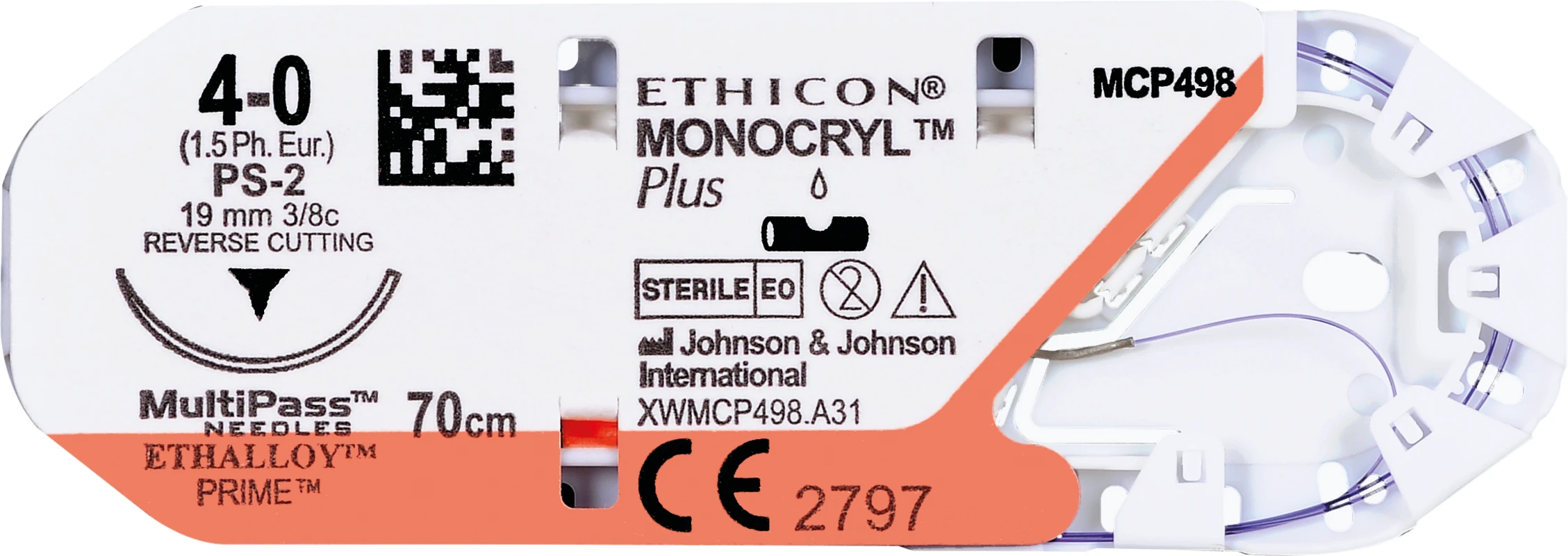 MONOCRYL PLUS Packung 36 Stück violett, 70 cm, RB1 PLUS, 1/2 Kreis, Rundkörper, flach, 17 mm, USP 5/0