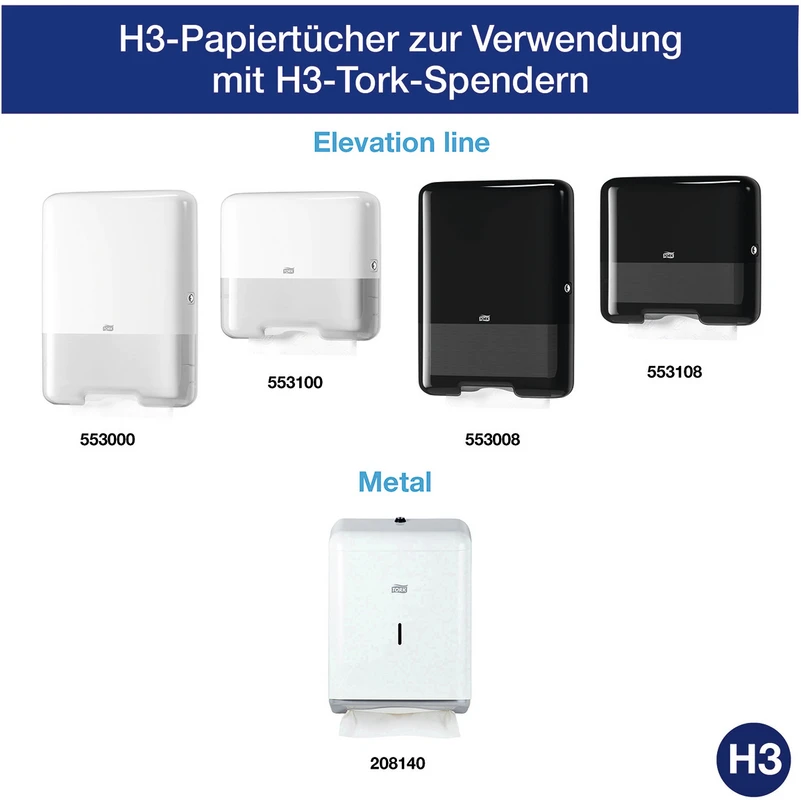 TORK® extra weiche Zickzack Handtücher (V-Falz) H3 System Karton 15 x 200 Stück 2-lagig, extra weich, 23 x 22,6 cm, hochweiß