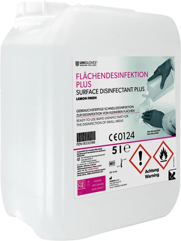 UNIGLOVES Flächendesinfektion PLUS Kanister 5 Liter lemon fresh
