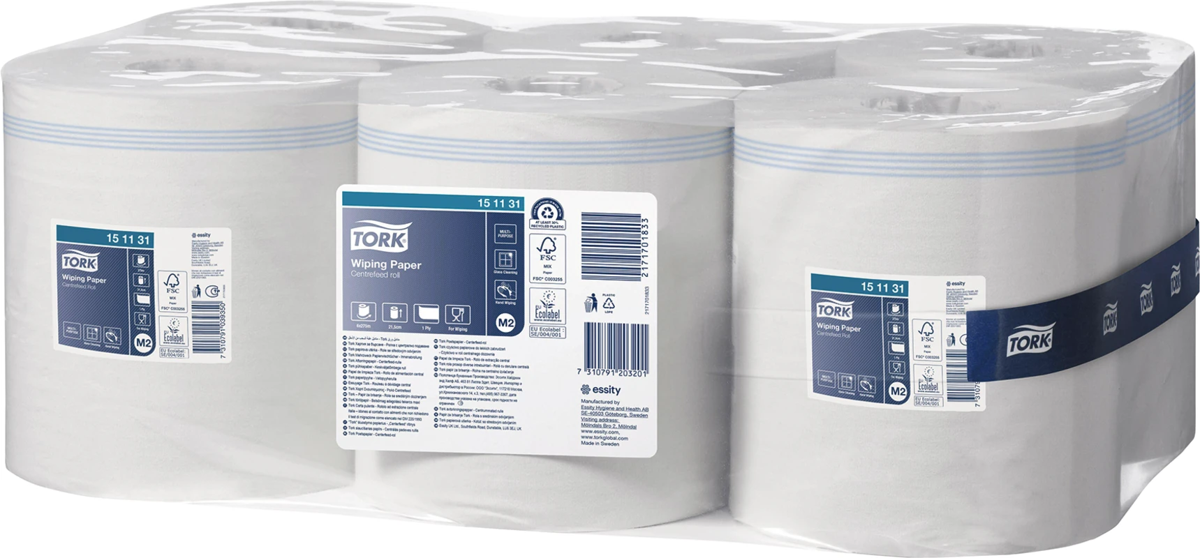 TORK® Mehrzweck Papierwischtücher M1/M2 System Karton 6 Rollen 1-lagig, 120 m x 21,5 cm, weiß
