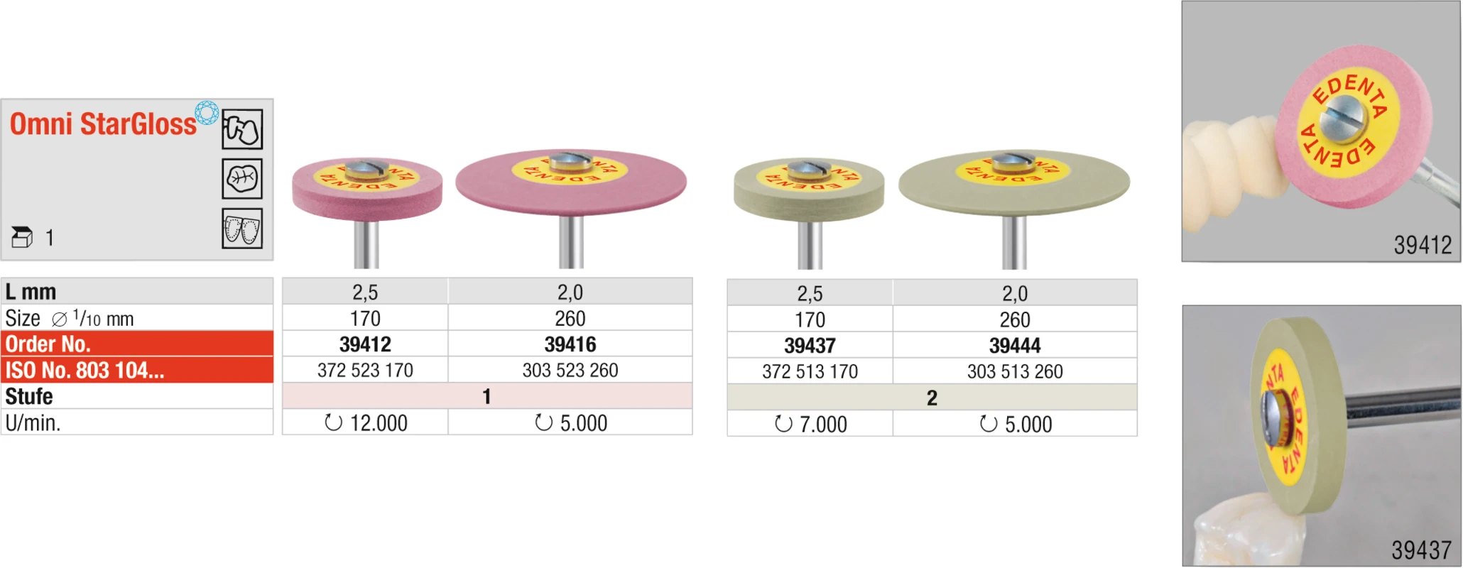 Omni StarGloss Stück rosa mittelgrob, HP, Figur 372 Rad, 2,5 mm, ISO 170 Omni StarGloss OMNIDENT