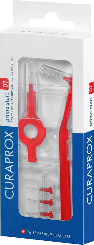 CURAPROX CPS prime start Packung 5 Bürsten 07 rot, Ø 2,5 mm, 2 Halter (UHS 409, UHS 470)