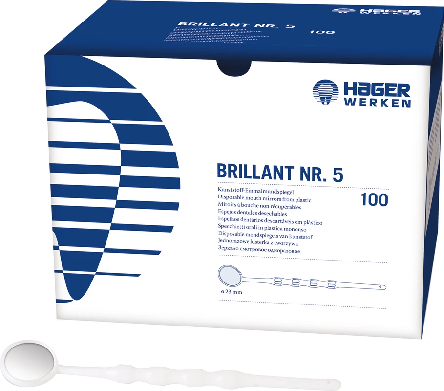 BRILLANT Mundspiegel Packung 100 Stück Größe 5, Ø 23 mm