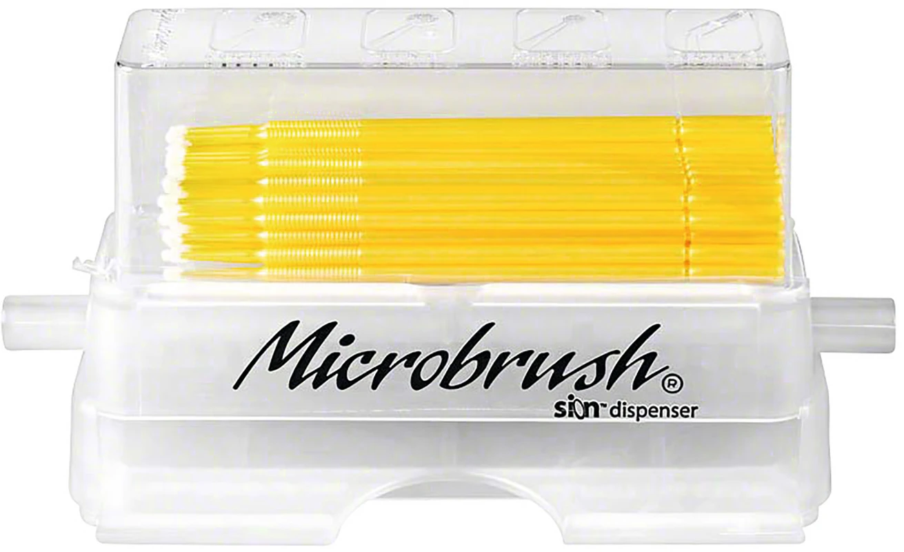 Microbrush® Applikatoren Plus Serie Kit 50 Applikatoren gelb, fein, 1,5 mm, 1 Dispenser