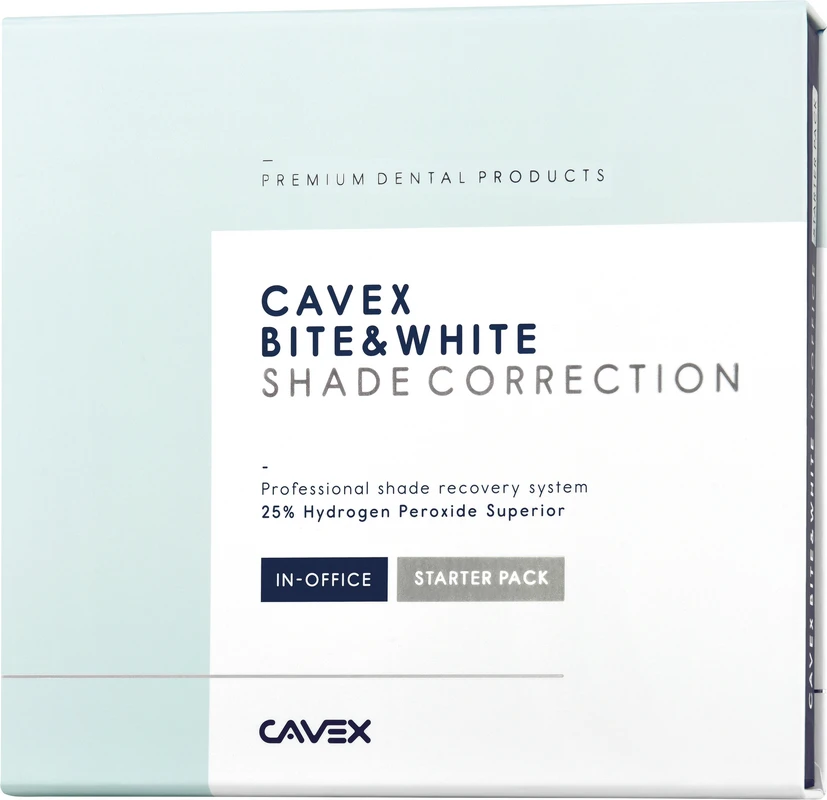 CAVEX Bite&White Shade Correction Starter Pack 2 x 2 ml Pen, 1 g Spritze, 5 Application Tips