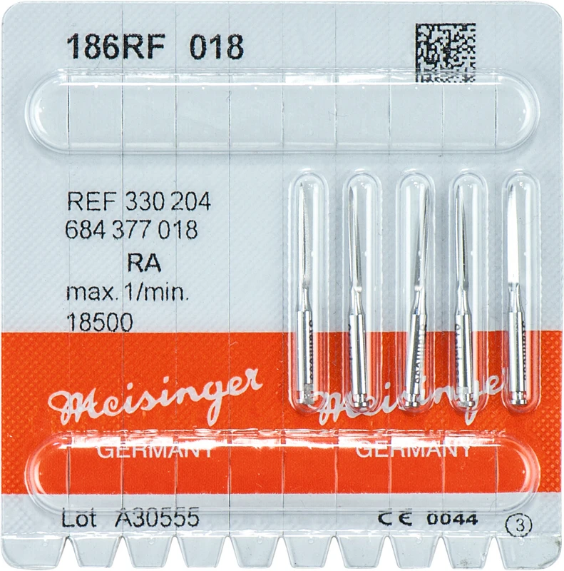 Chirurgie Fräser 186 Packung 5 Stück rostfreier Stahl, RA, Figur 684, 12 mm, ISO 018 Chirurgie Fräser 186 Packung 5 Stück rostfreier Stahl, RA, Figur 684, 12 mm, ISO 018