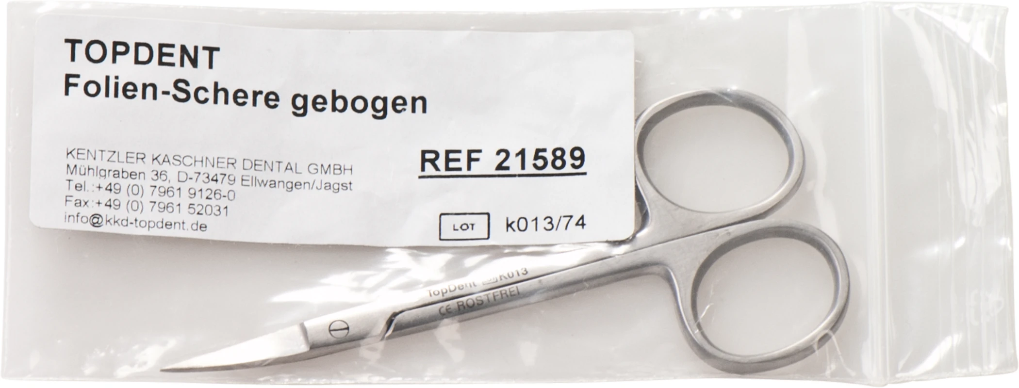 TOPDENT Folienscheren Stück 11,5 cm, gebogen