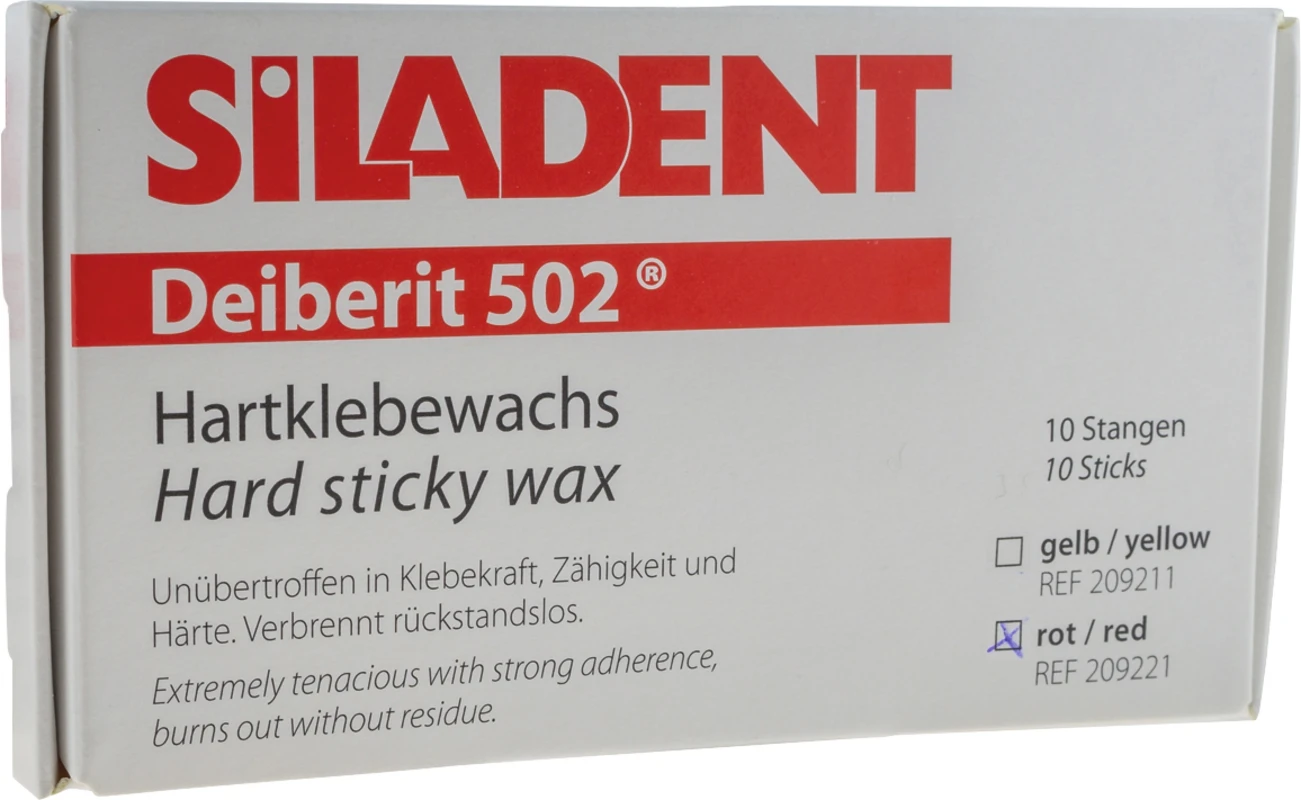 Deiberit 502® Packung 10 Stangen Hartklebewachs rot