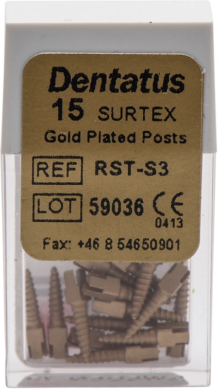 Classic Surtex vergoldete Wurzelstifte Packung 15 Stück 7,8 mm, Ø 1,35 mm, Größe 3