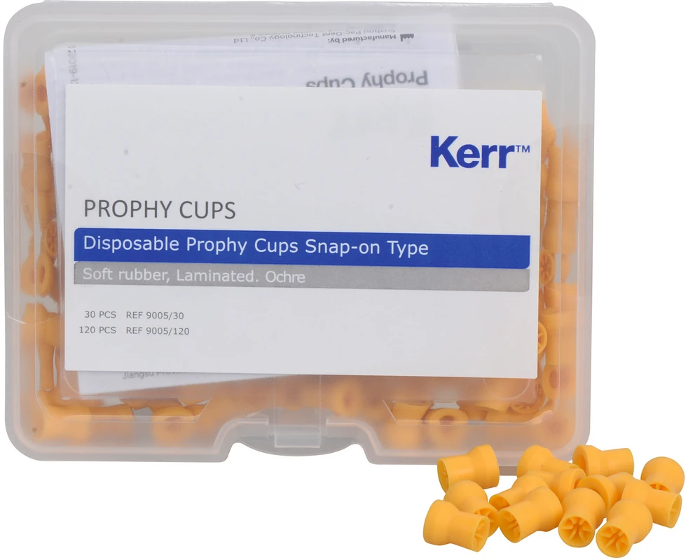 Farbige Prophy Cups Packung 120 Stück ocker lamellenförmig, weiches Gummi, Snap-On