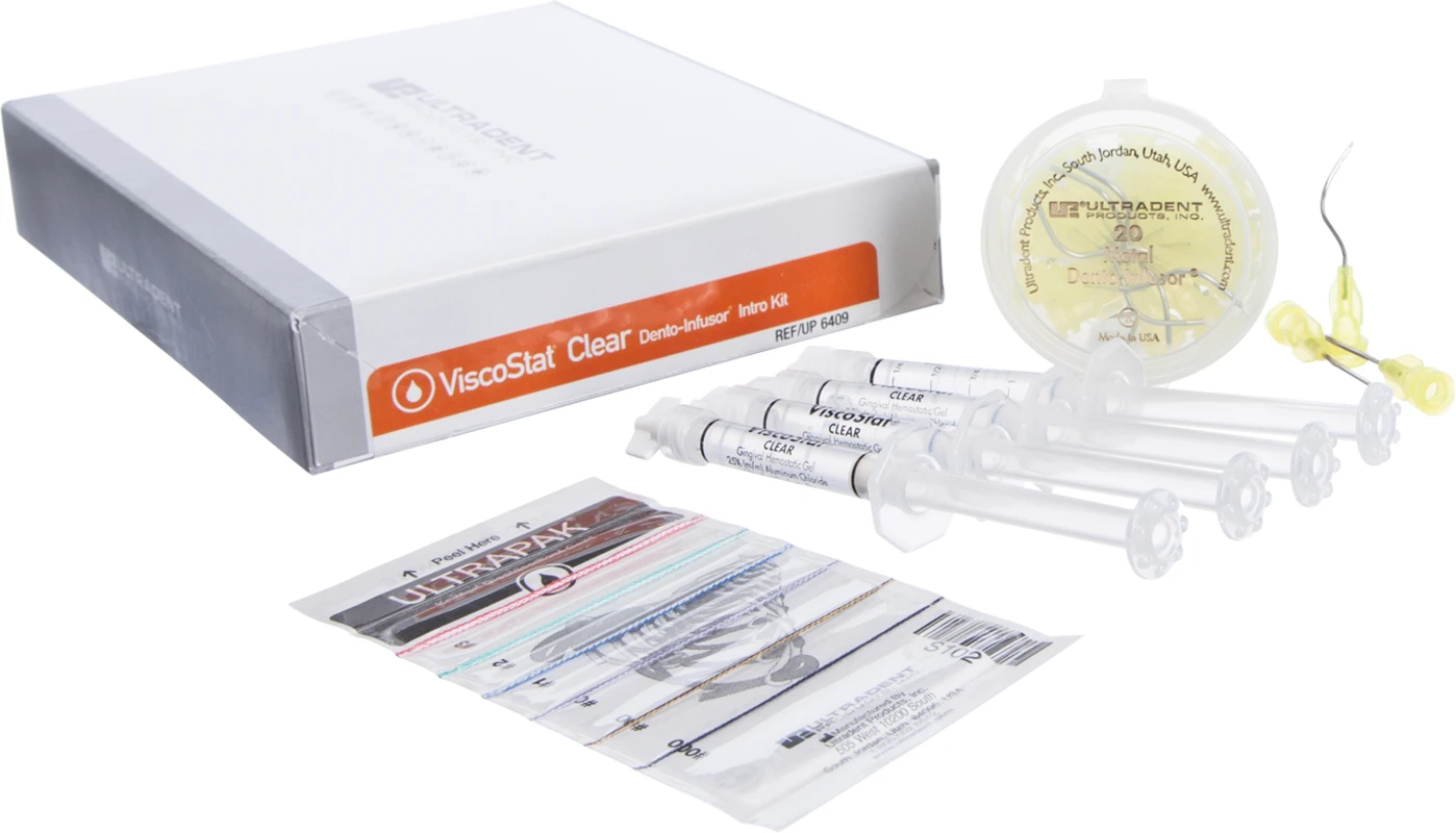 ViscoStat™ Clear Kit 4 x 1,2 ml Infusor-Spritzen, 20 Dento-Infusor Tips