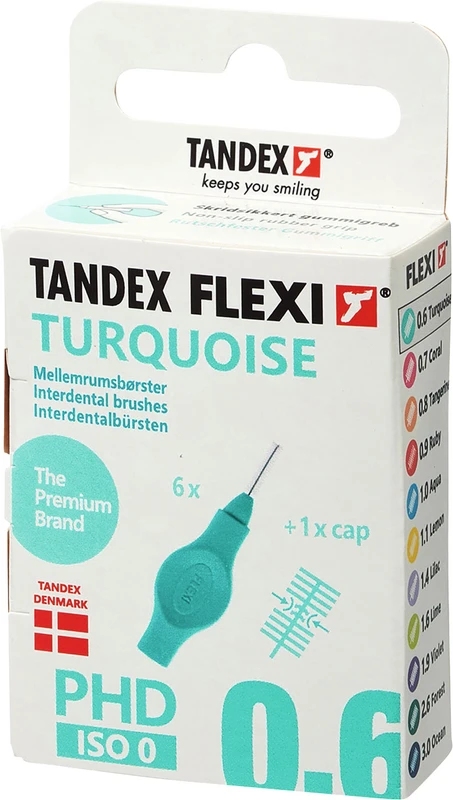 FLEXI® Interdentalbürsten PHD Packung 6 Stück turquoise, PHD 0.6 (Ø 0,35 mm), ISO 0