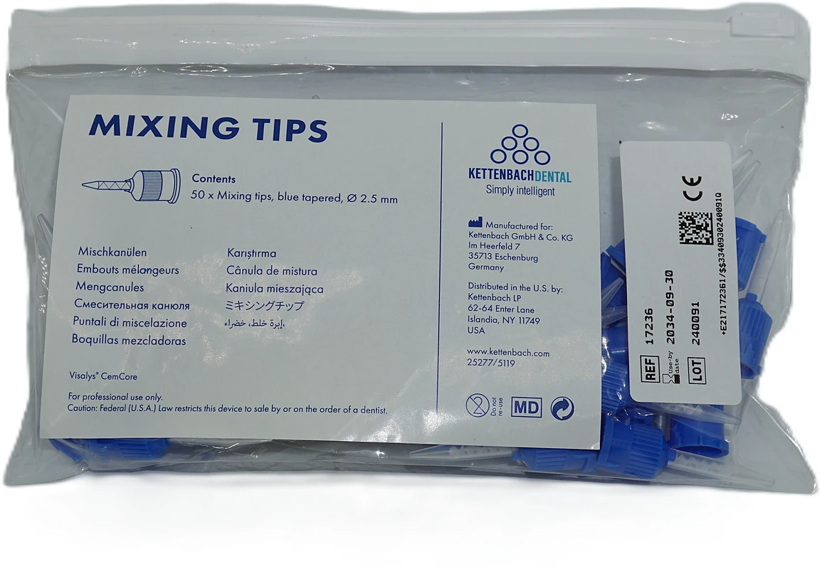 Mischkanülen blau Packung 50 Stück blau, Ø 2,5 mm, spitz Mischkanülen blau Kettenbach Dental