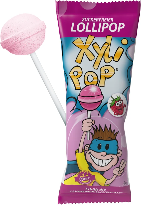 XyliPOP® Lollipop Bonboniere 25 x 6 g Stück Erdbeere