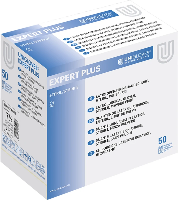 EXPERT PLUS Packung 50 Paar puderfrei, natur, Größe 6 EXPERT PLUS Unigloves