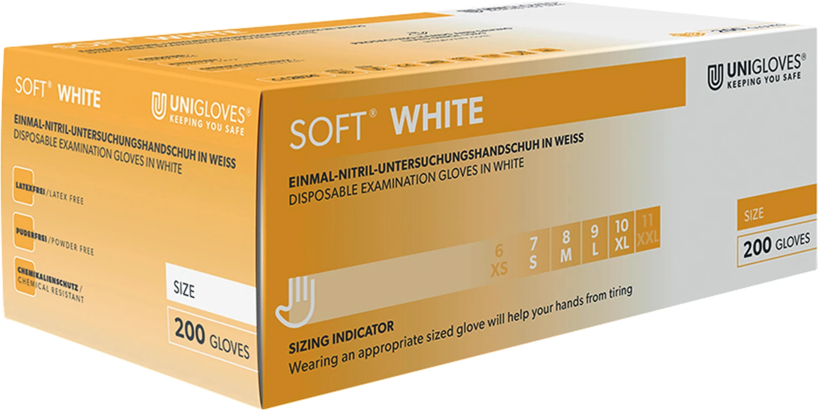 SOFT NITRIL WHITE Packung 200 Stück puderfrei, weiß, S