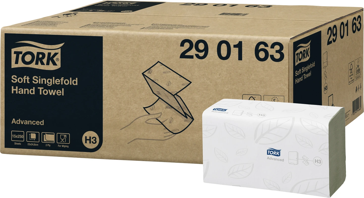 TORK® Zickzack Handtücher (V-Falz) H3 System Karton 15 x 250 Stück 2-lagig, hochweiß, 24,8 x 23 cm