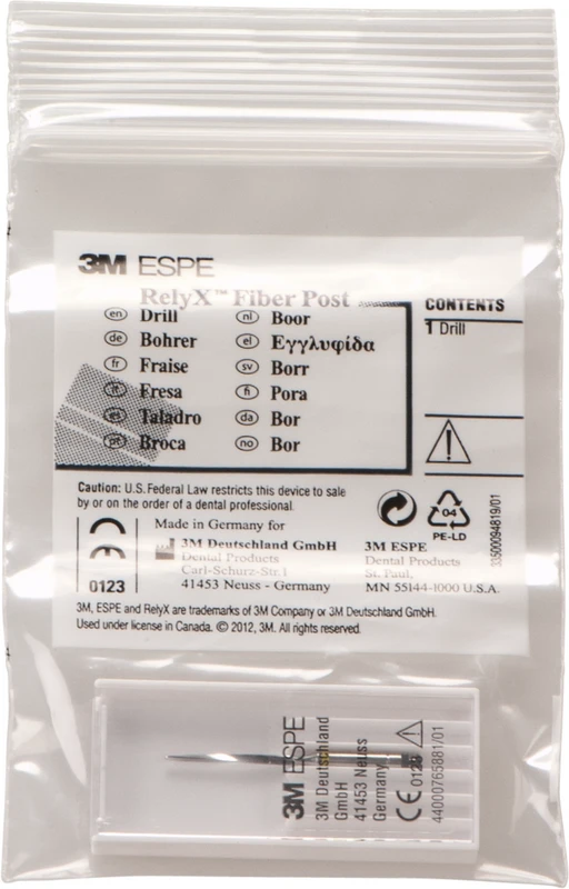 RelyX™ Fiber Post 3D Wurzelstiftbohrer Stück Größe 1 Ø 1,3 mm gelb