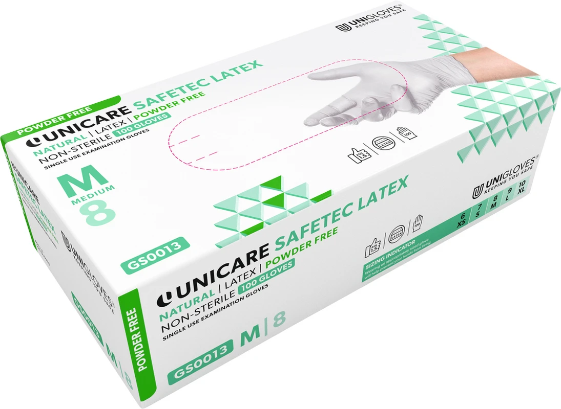 SAFETEC® Packung 100 Stück puderfrei, naturlatex, M