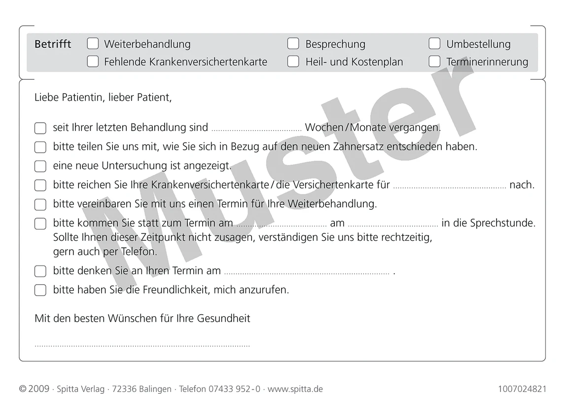 Formulare Spitta Verlag