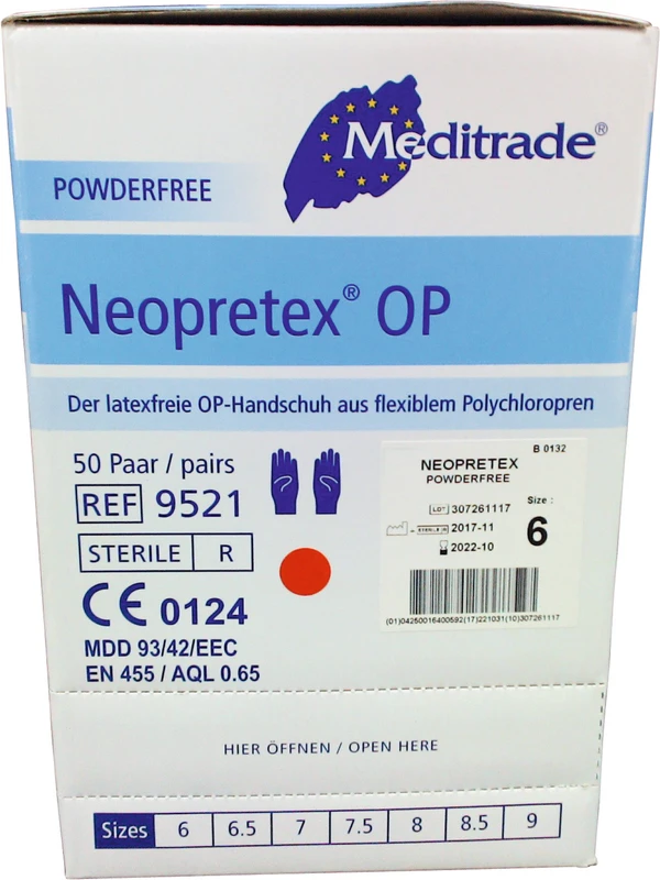 Neopretex® OP Packung 50 Paar puderfrei, braun, Größe 6