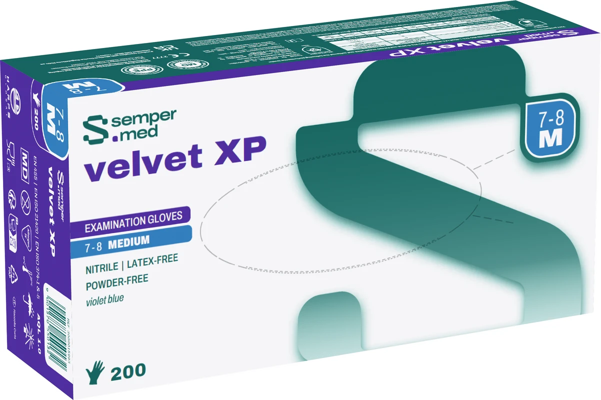 sempermed® velvet XP Packung 200 Stück puderfrei violet blue, Größe S