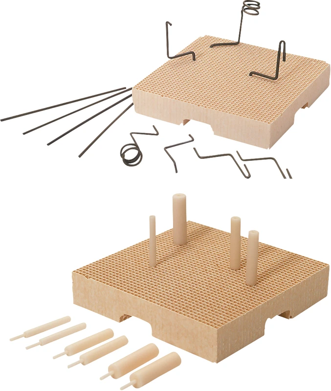 Mesh-Tray Packung 1 Brenngutträger K, 10 Haltestifte aus Keramik für Front- und Seitenzähne